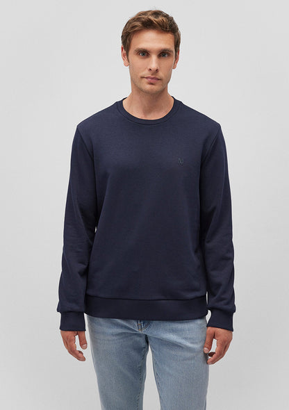 Crew Neck Navy Basic Sweatshirt