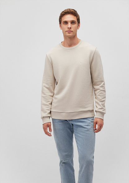 Crew Neck Beige Basic Sweatshirt