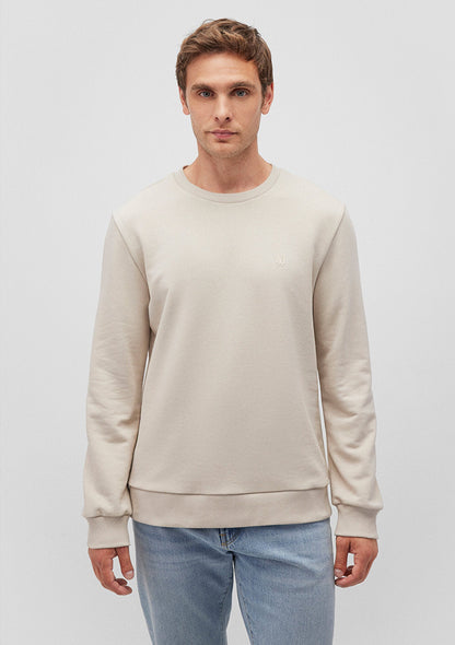 Crew Neck Beige Basic Sweatshirt