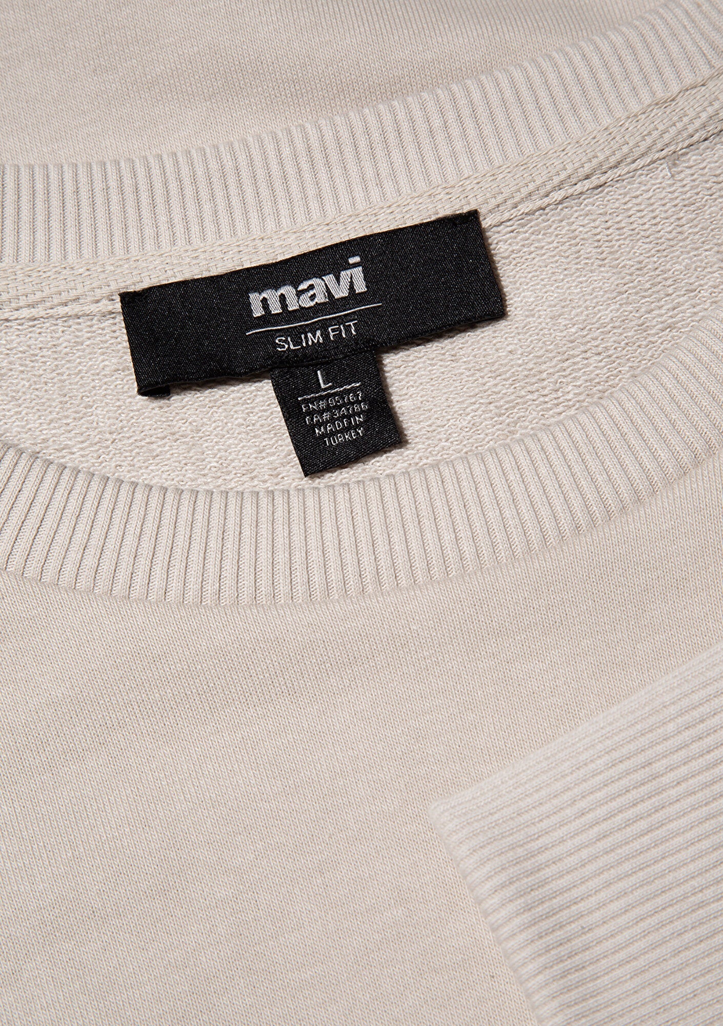 Crew Neck Beige Basic Sweatshirt