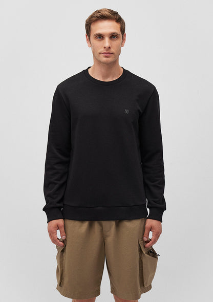 Crew Neck Black Basic Sweatshirt