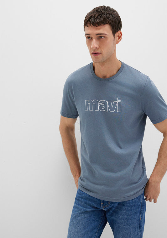 Mavi Logo Printed Grey T-Shirt