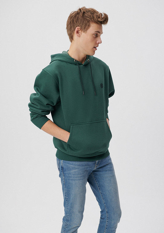 Hooded Green Basic Sweatshirt