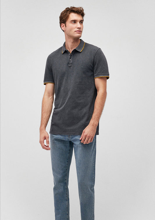 Collar Detailed Grey Polo