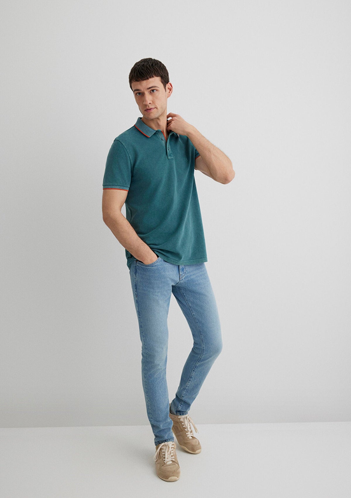 Collar Detailed Green Polo