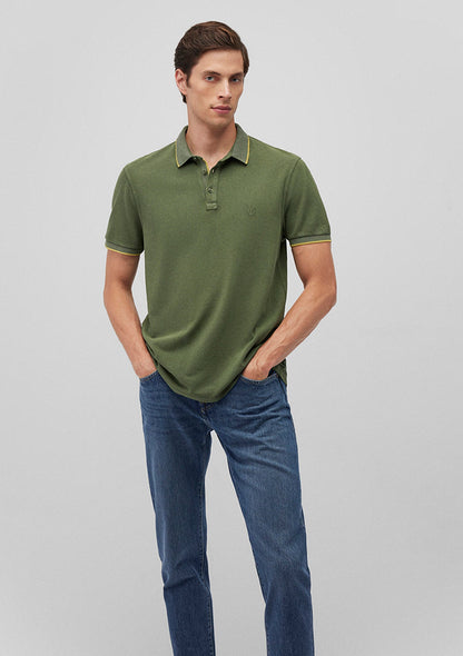 Collar Detailed Green Polo