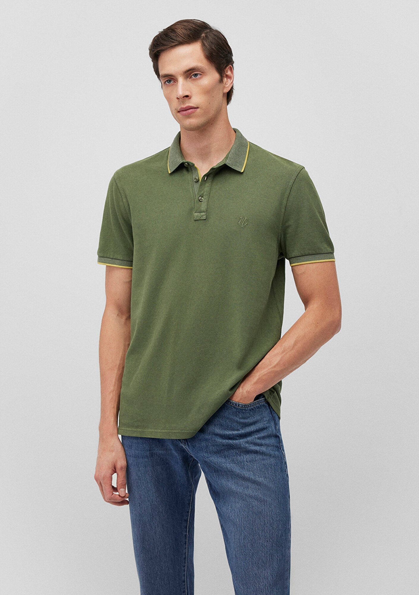 Collar Detailed Green Polo