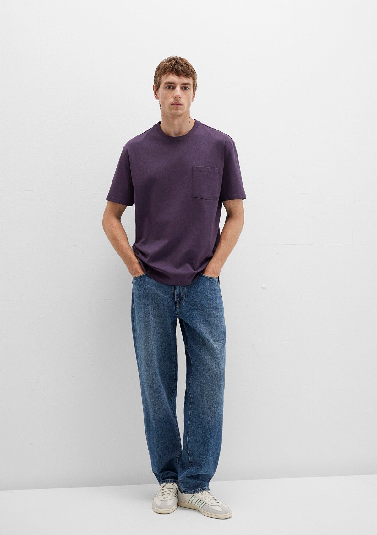 Pocket Detailed Purple Basic T-Shirt