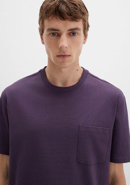 Pocket Detailed Purple Basic T-Shirt