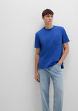 Pocket Detailed Blue Basic T-Shirt