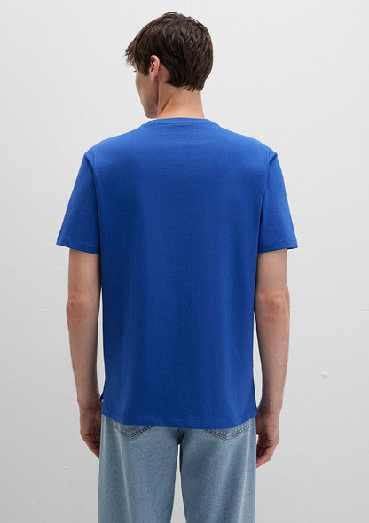 Pocket Detailed Blue Basic T-Shirt