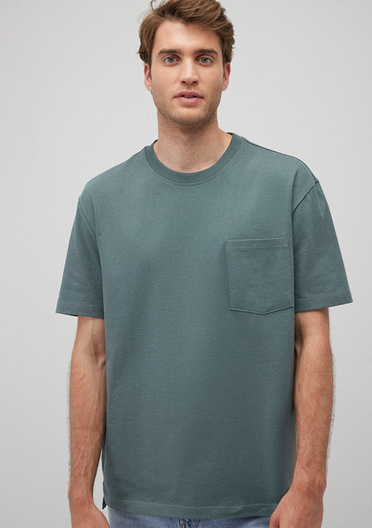 Pocket Detailed Green Basic T-Shirt