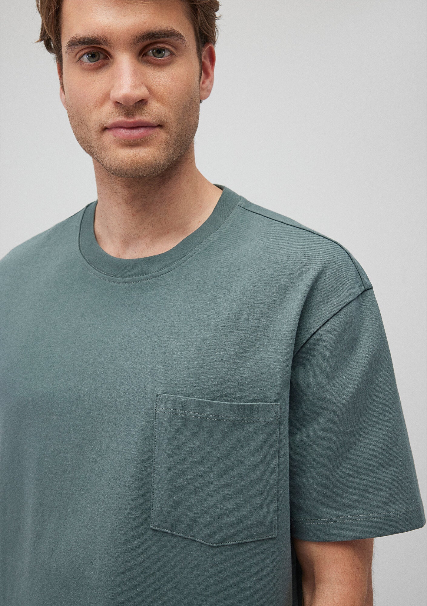 Pocket Detailed Green Basic T-Shirt