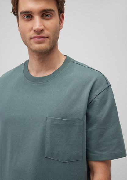 Pocket Detailed Green Basic T-Shirt
