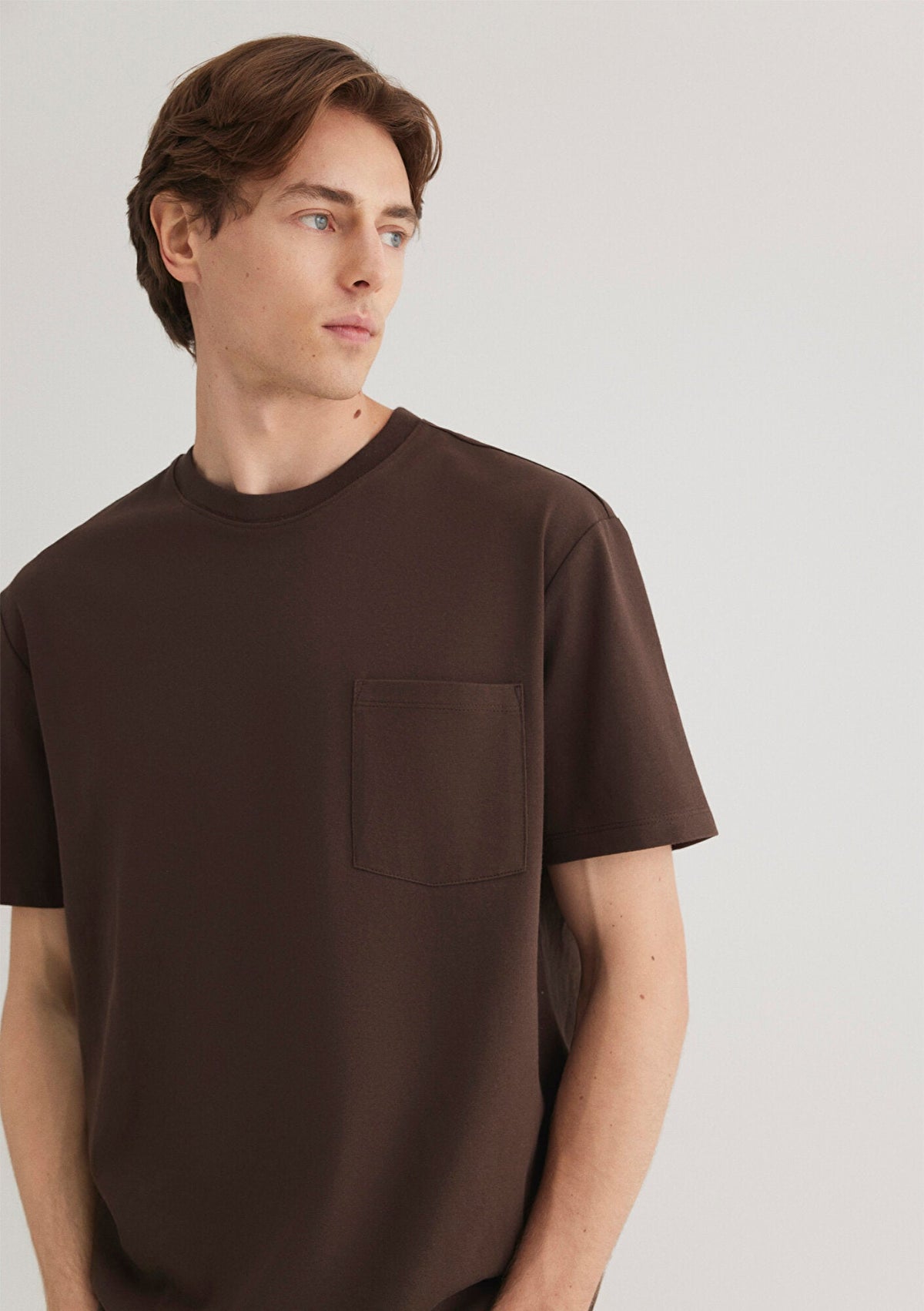 Brown T-shirt with Pocket Detail