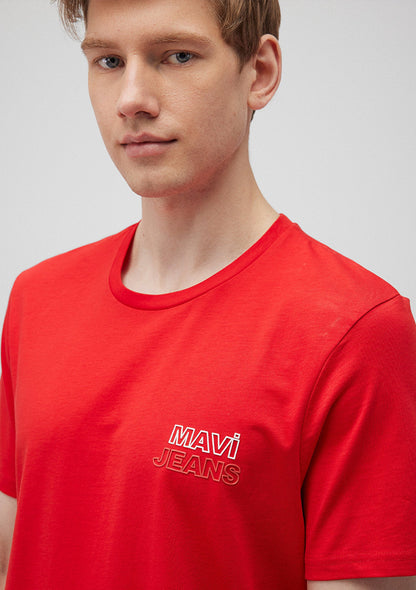 Mavi Jeans Printed Red T-Shirt