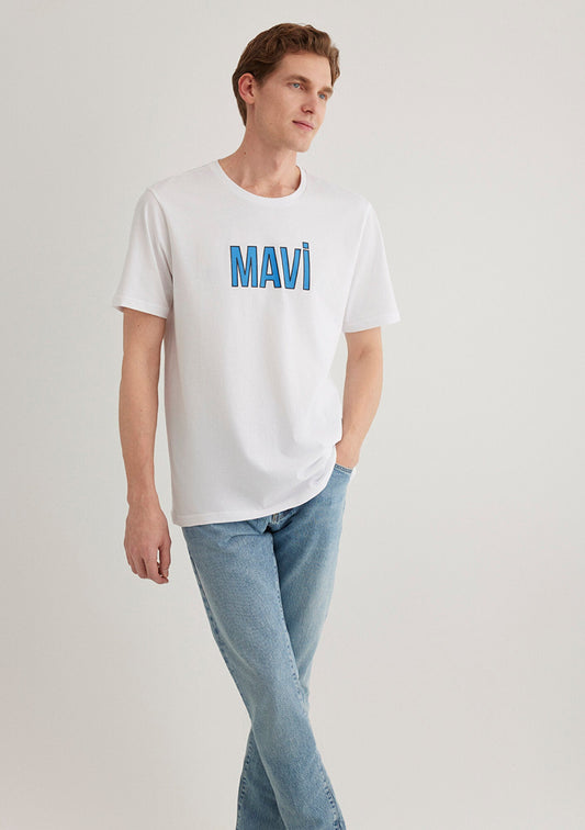 Mavi Logo Printed White Tee