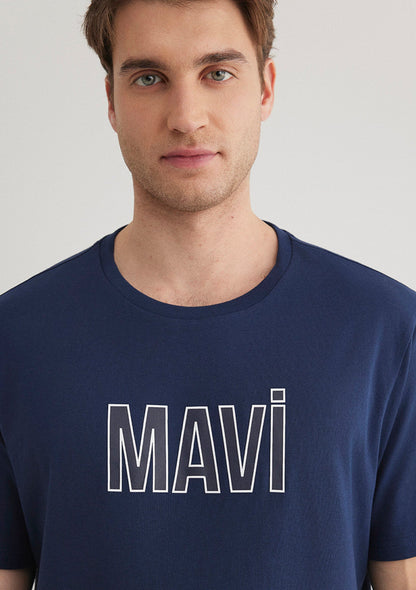 Mavi Logo Printed Navy T-Shirt
