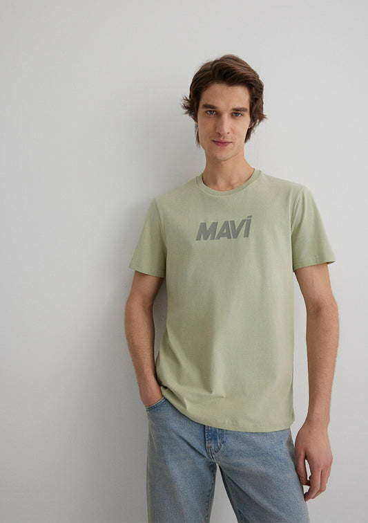 Mavi Logo Printed Green T-Shirt