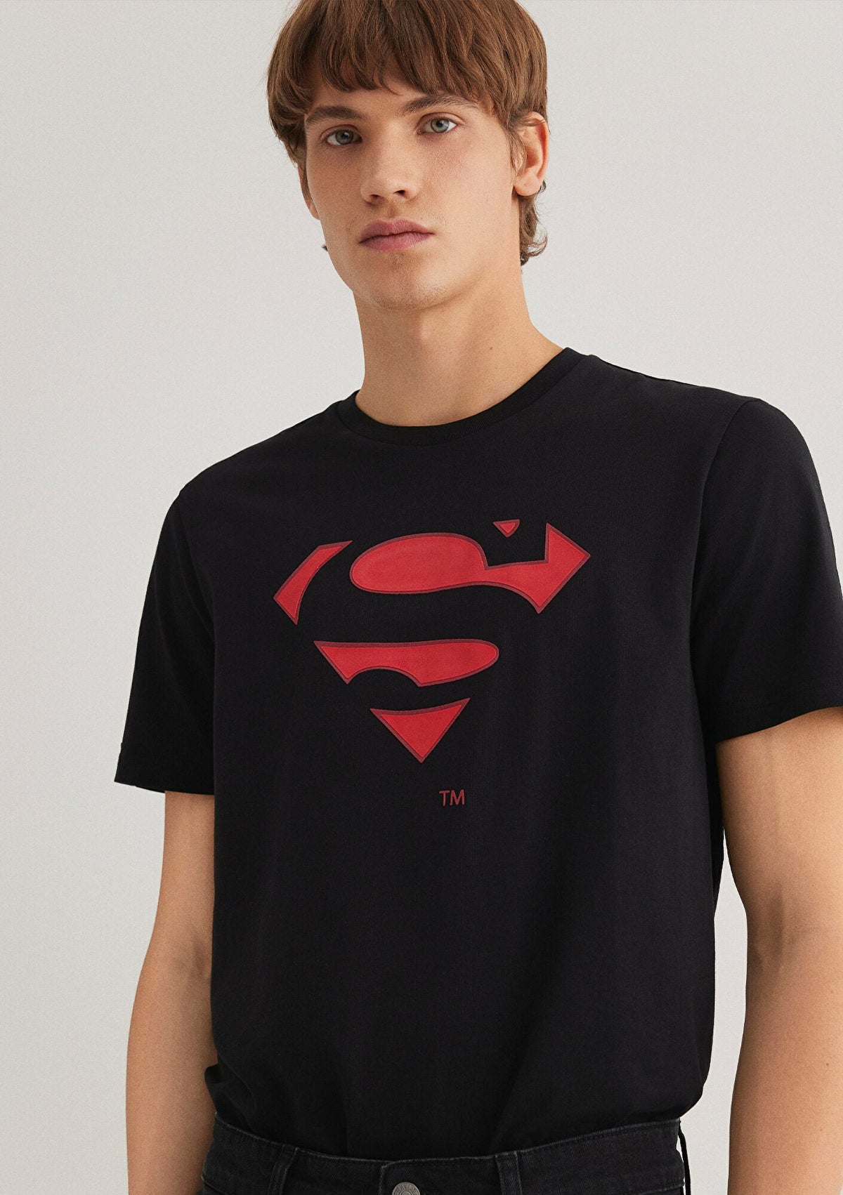 Superman Printed Black T-Shirt