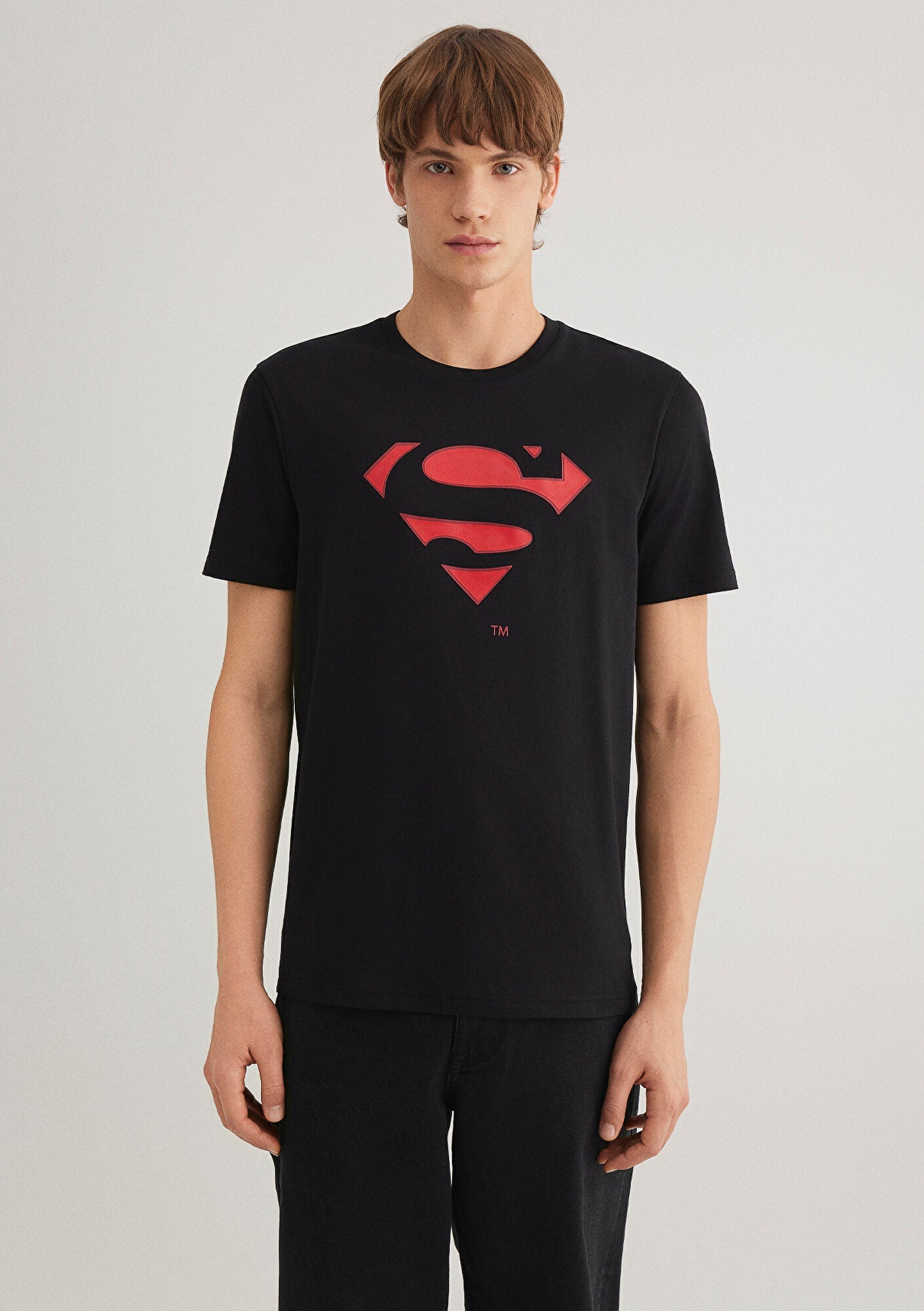 Superman Printed Black T-Shirt