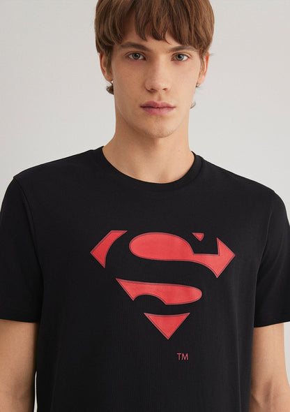 Superman Printed Black T-Shirt