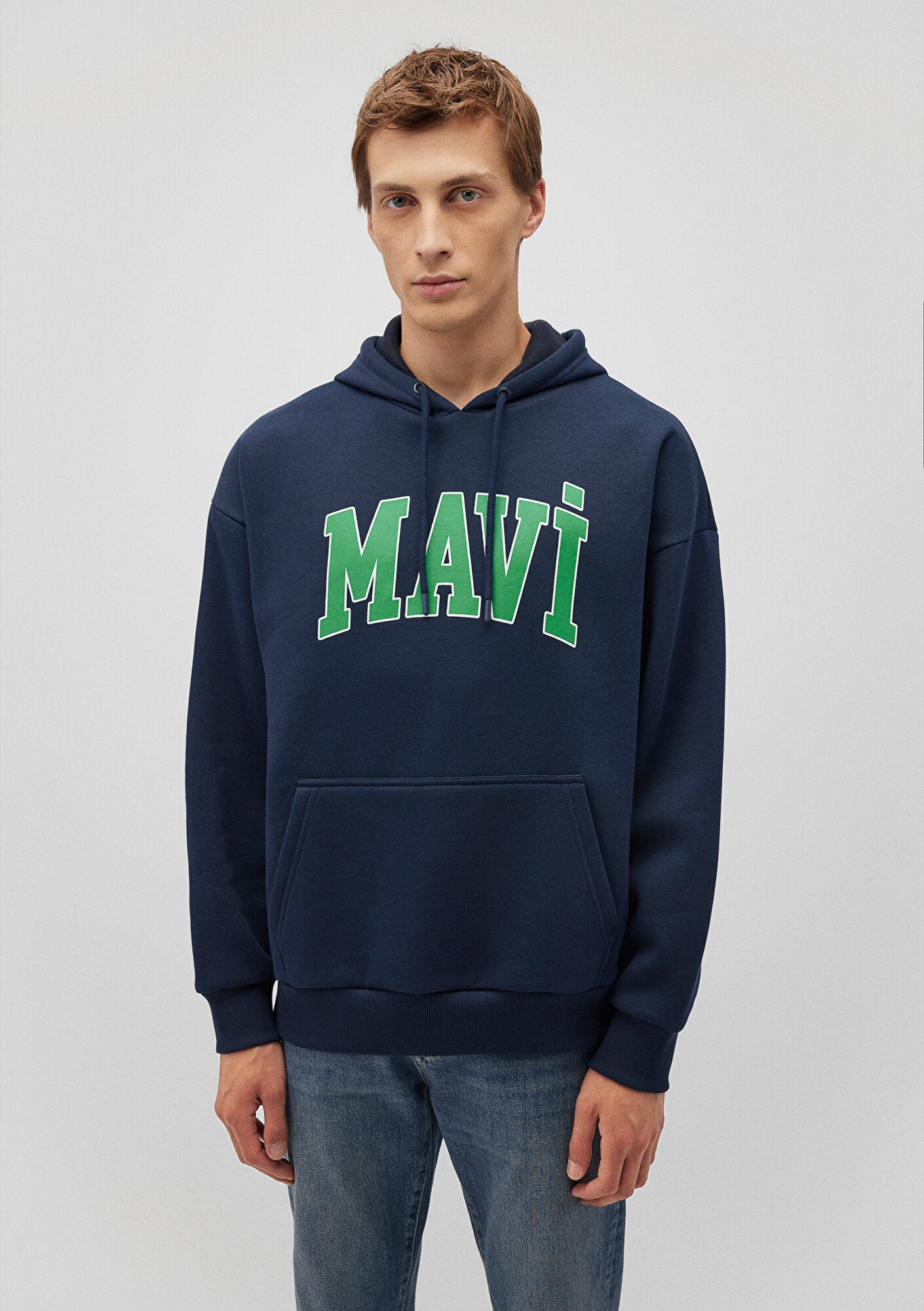 Mavi Logo Printed Hooded Navy Sweatshirt