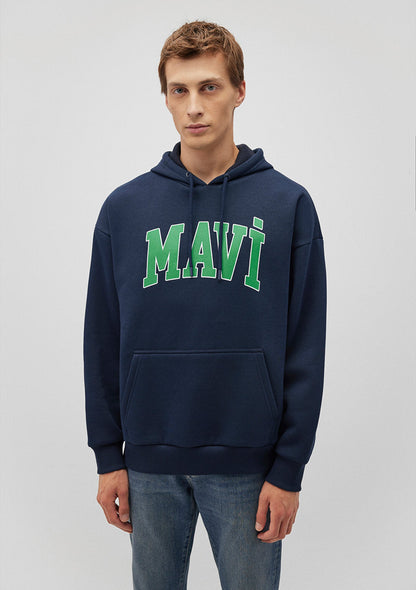 Mavi Logo Printed Hooded Navy Sweatshirt