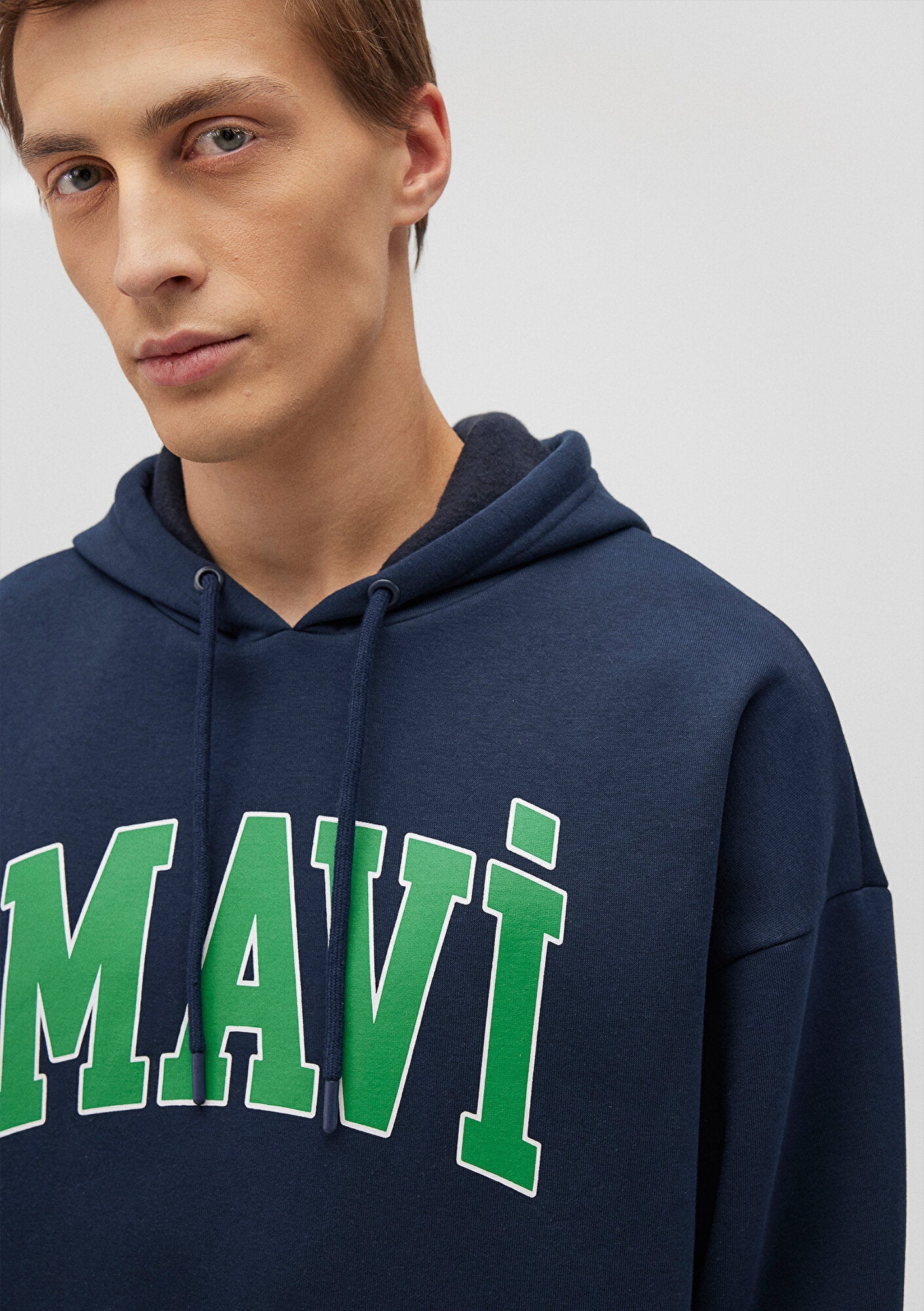 Mavi Logo Printed Hooded Navy Sweatshirt