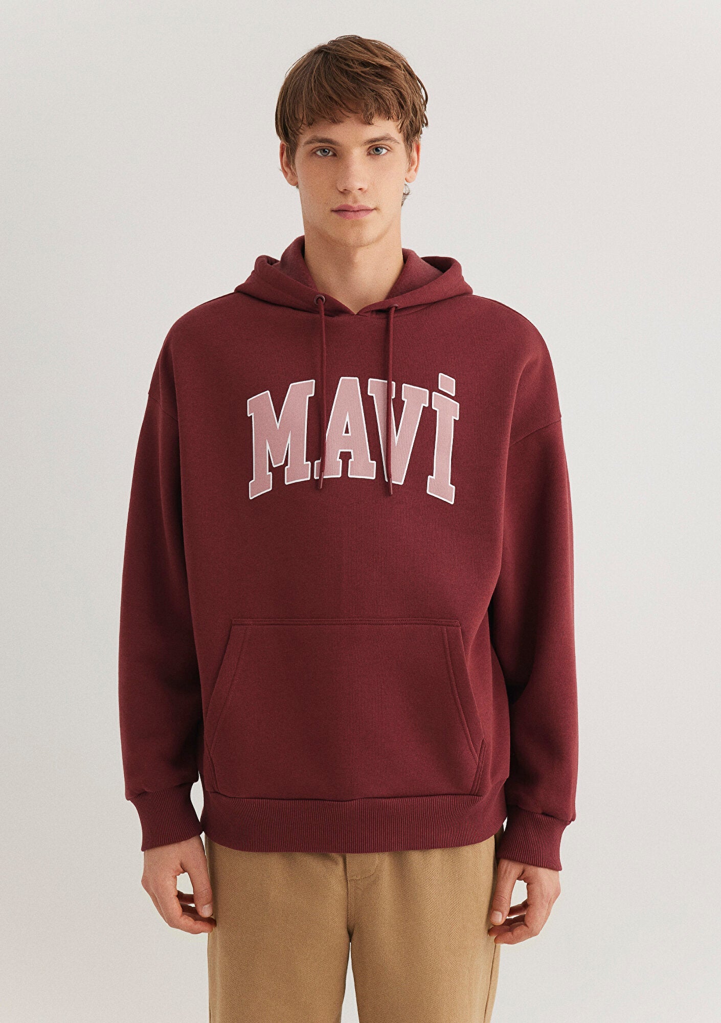 Mavi Logo Printed Hooded Red Sweatshirt