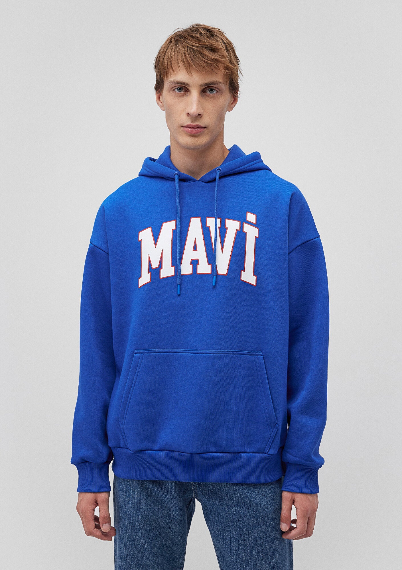 Mavi Logo Printed Hooded Blue Sweatshirt