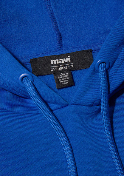 Mavi Logo Printed Hooded Blue Sweatshirt