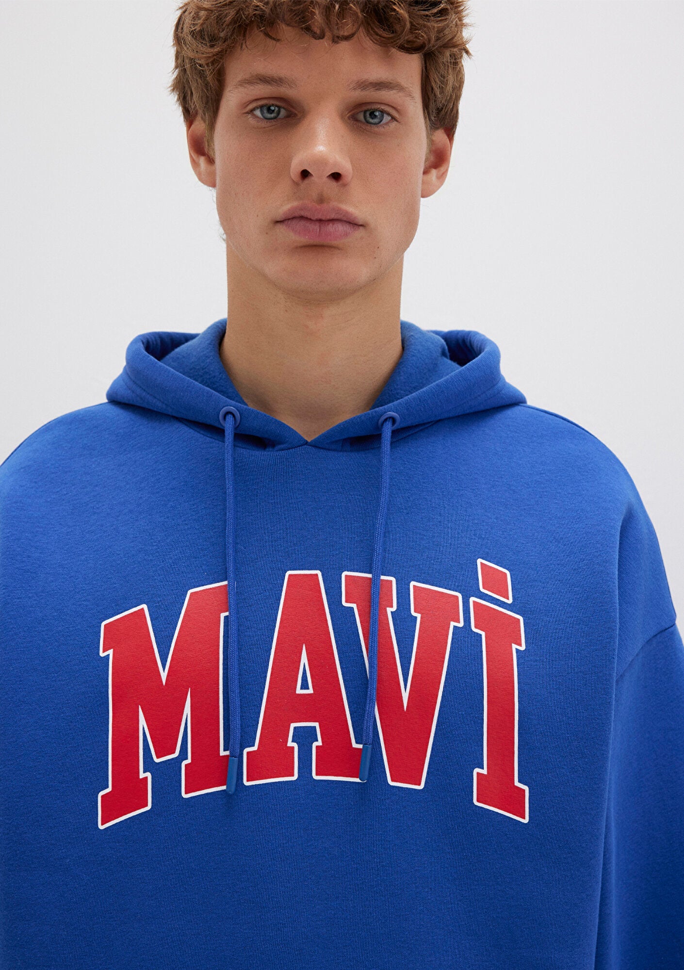 Mavi Logo Printed Hooded Blue Sweatshirt