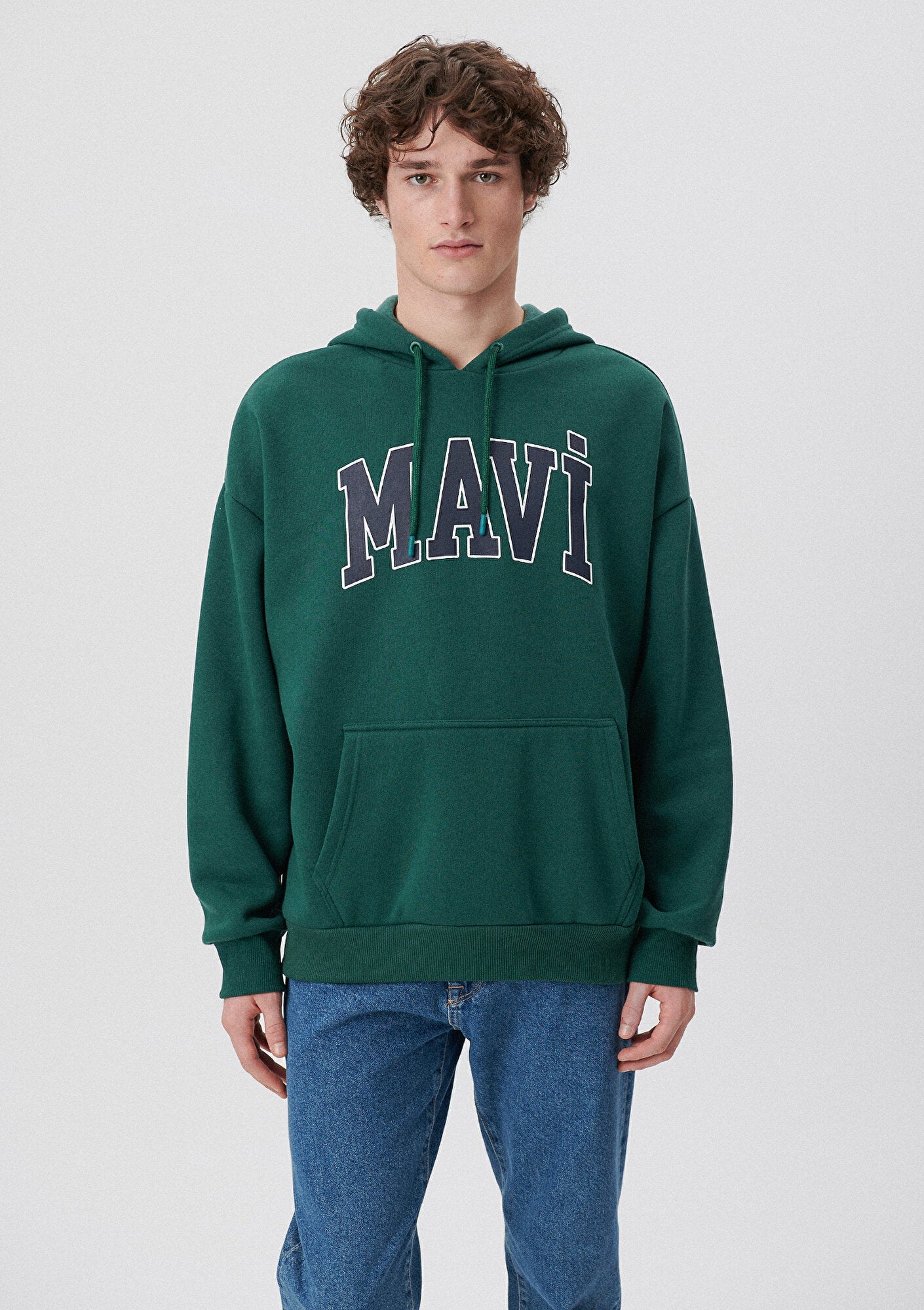 Mavi Logo Printed Hooded Green Sweatshirt
