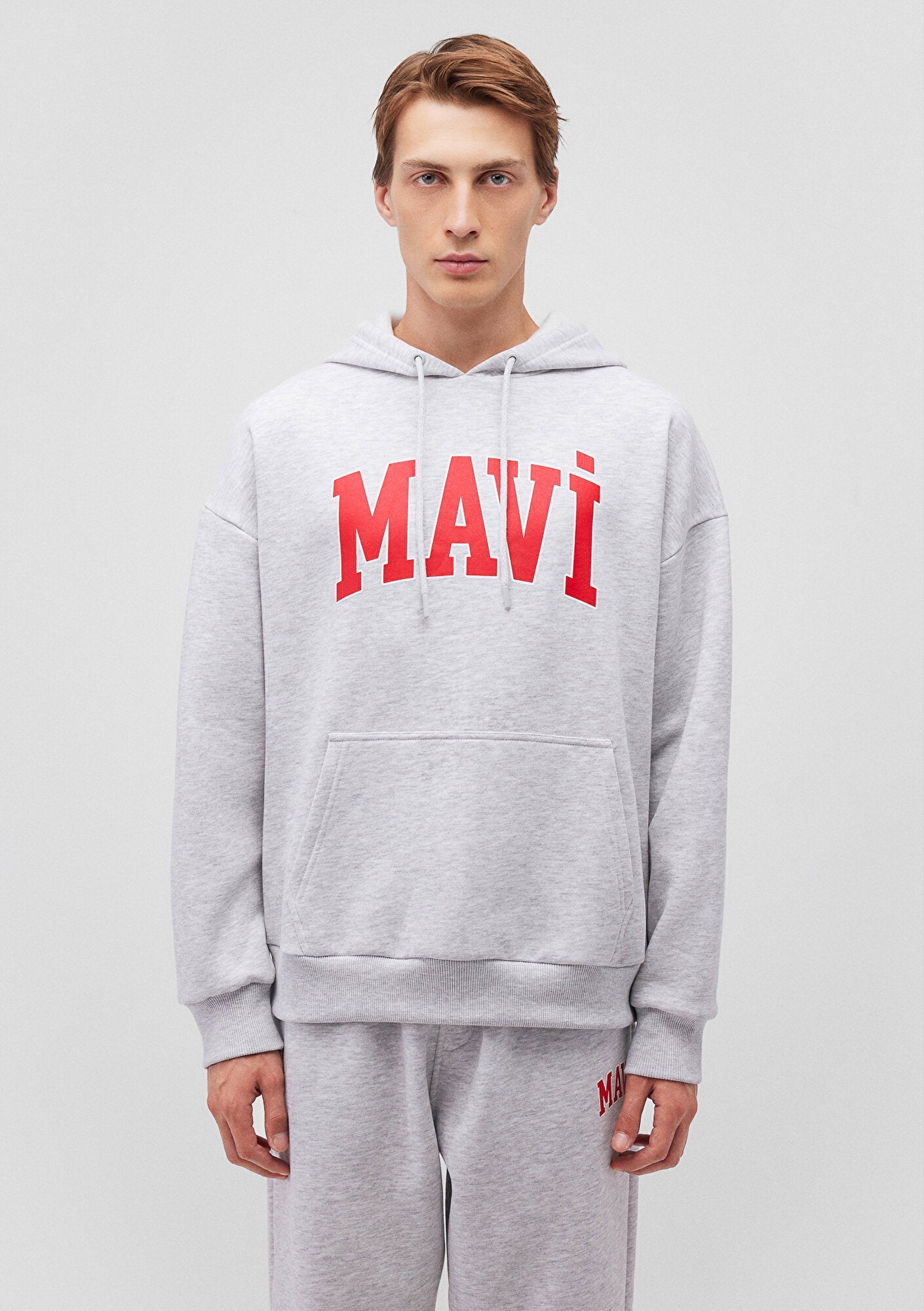 Mavi Logo Printed Hooded Grey Sweatshirt