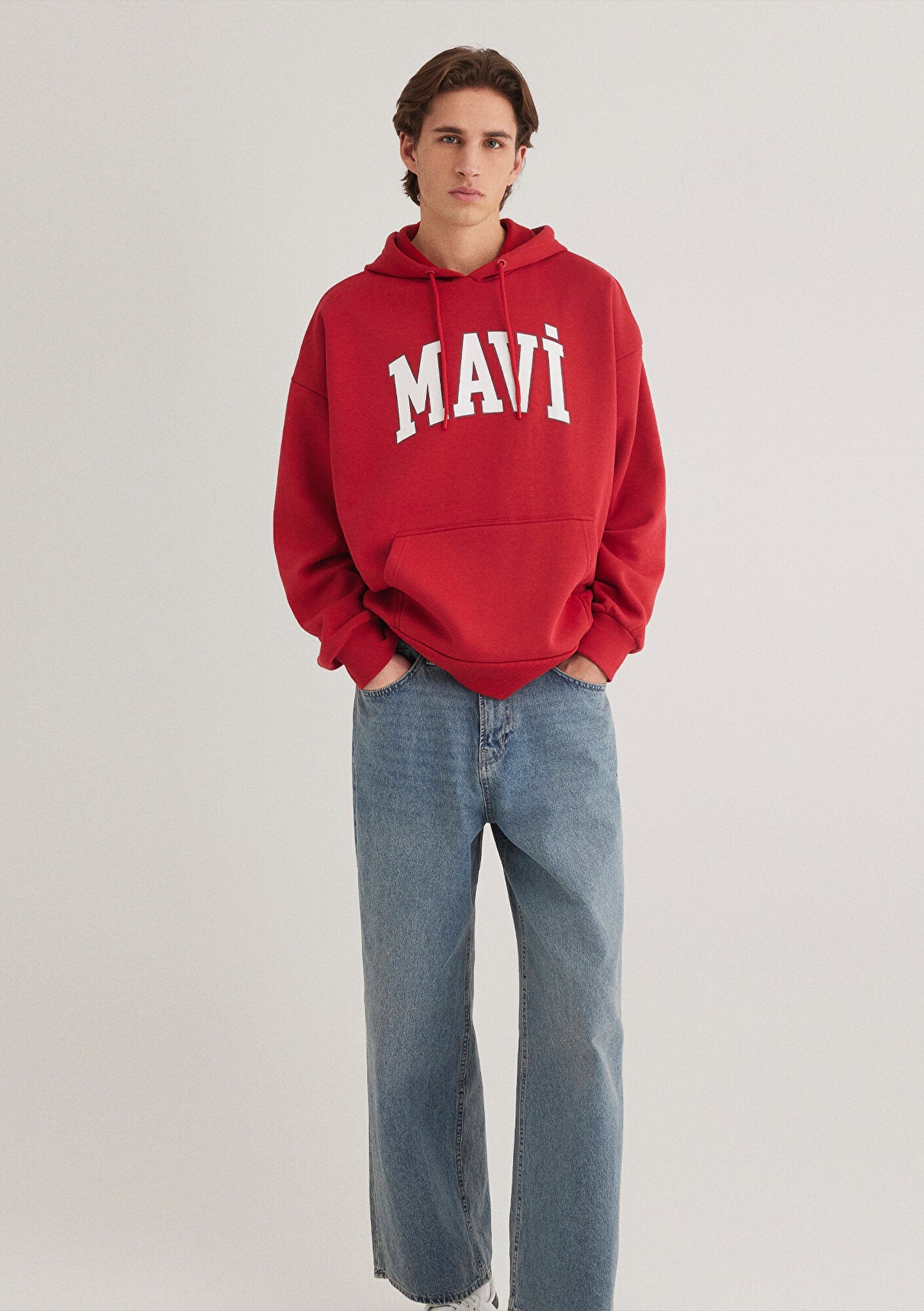 Mavi Logo Printed Hooded Red Sweatshirt