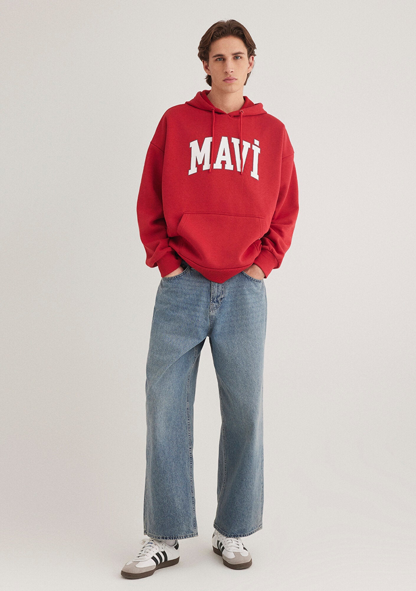 Mavi Logo Printed Hooded Red Sweatshirt