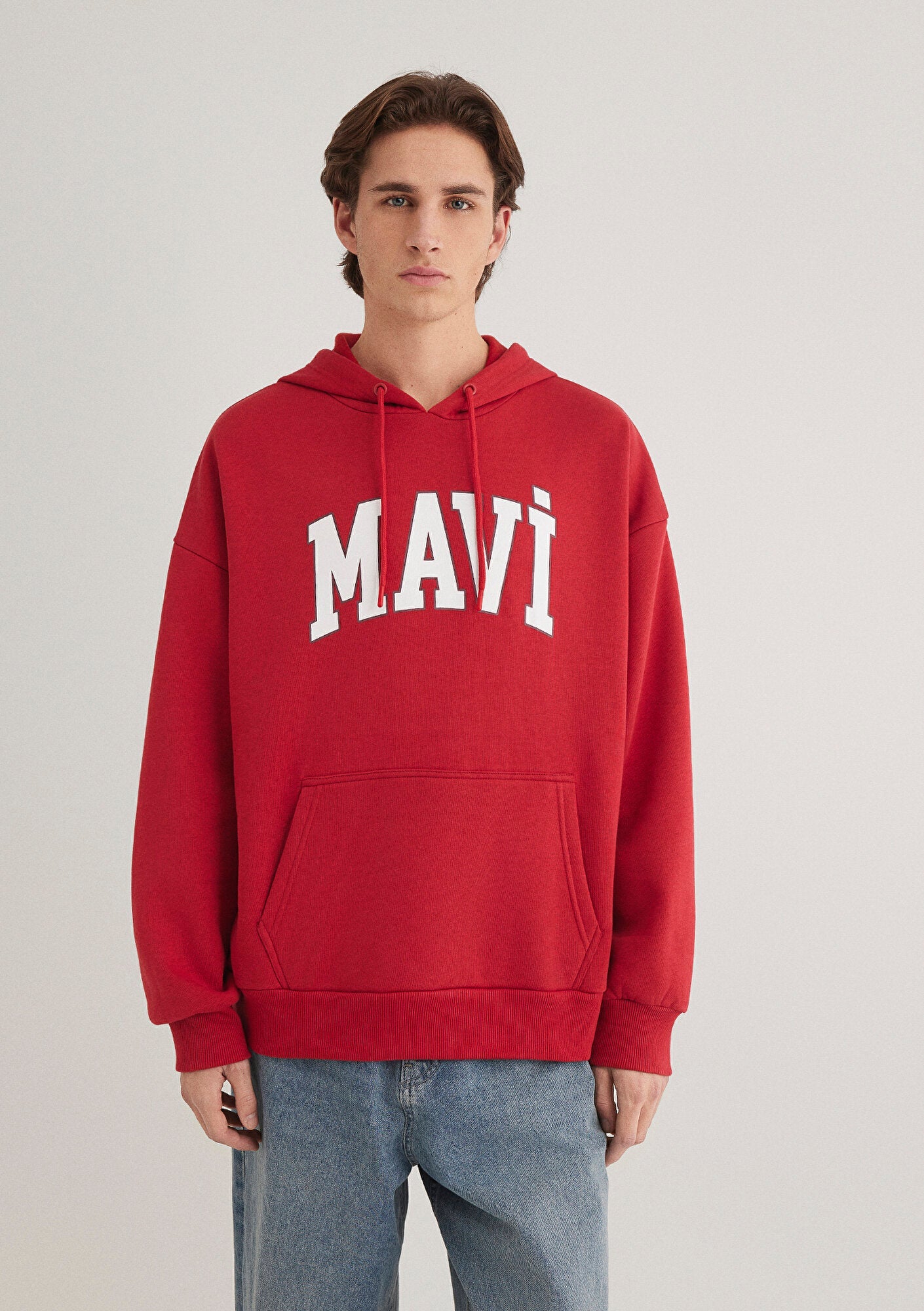 Mavi Logo Printed Hooded Red Sweatshirt