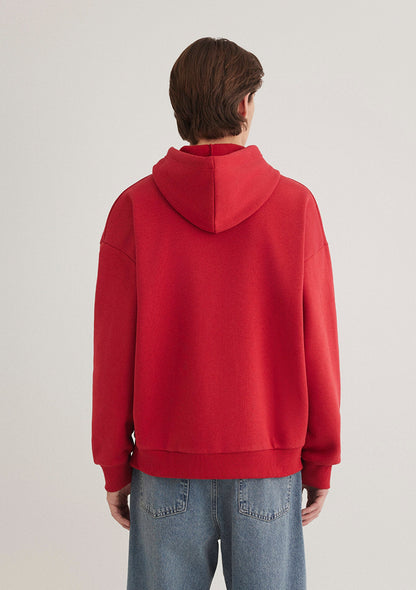 Mavi Logo Printed Hooded Red Sweatshirt