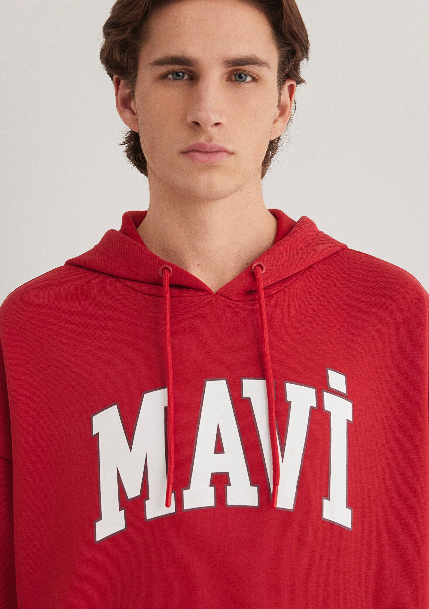 Mavi Logo Printed Hooded Red Sweatshirt