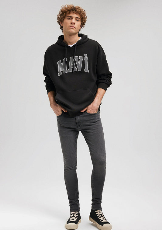 Mavi Logo Printed Hooded Black Sweatshirt
