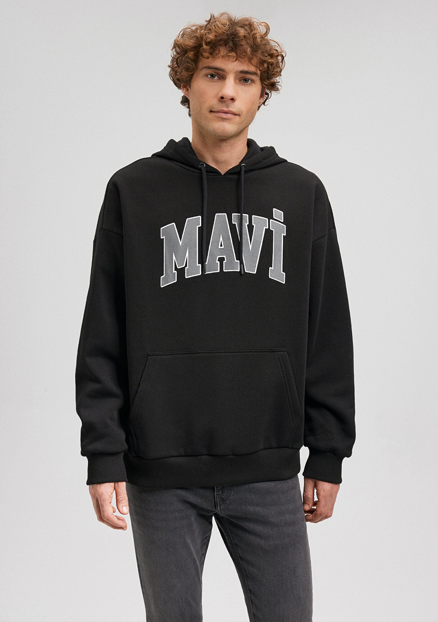 Mavi Logo Printed Hooded Black Sweatshirt