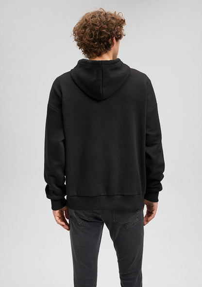 Mavi Logo Printed Hooded Black Sweatshirt