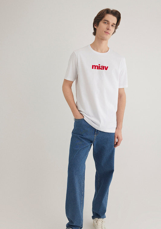 Red Miav Printed White T-Shirt
