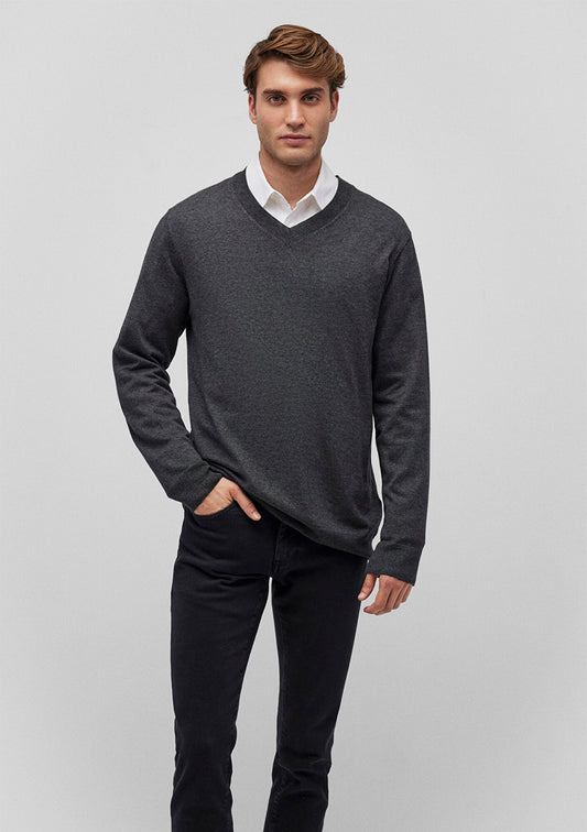 V Neck Anthracite Sweater