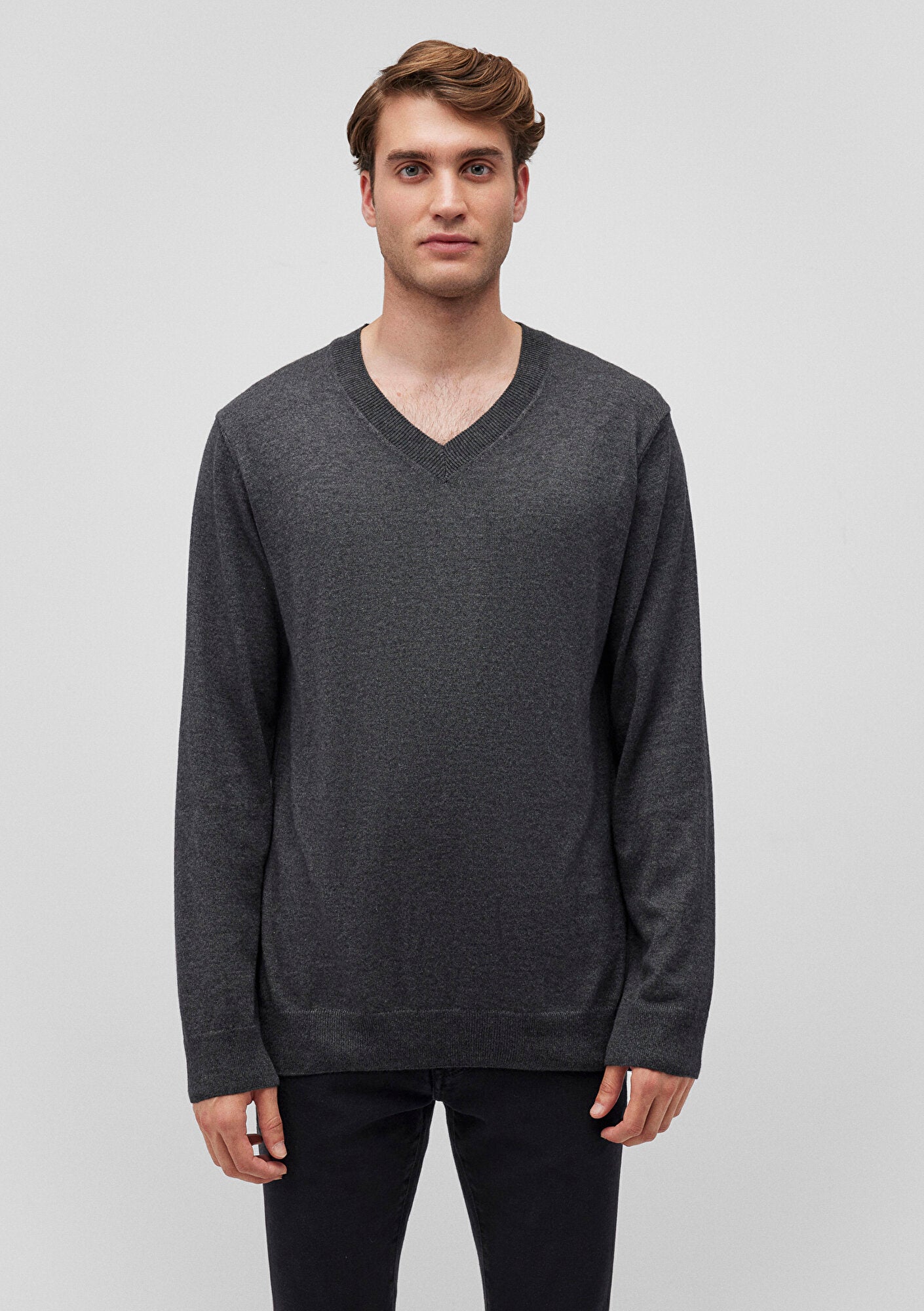 V Neck Anthracite Sweater
