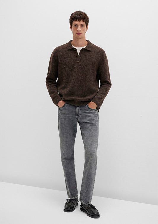 Wool Mix Brown Knit Polo