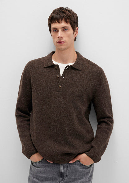 Wool Mix Brown Knit Polo