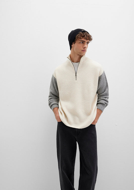 Half Zip White Sweater