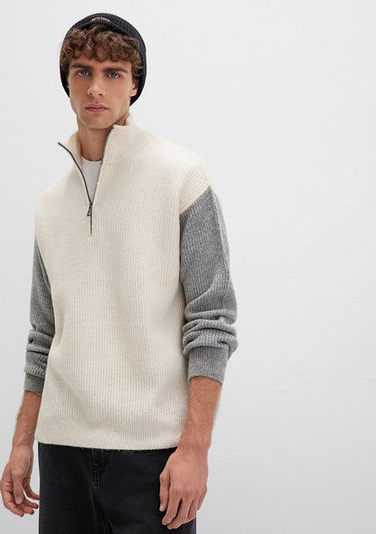 Half Zip White Sweater